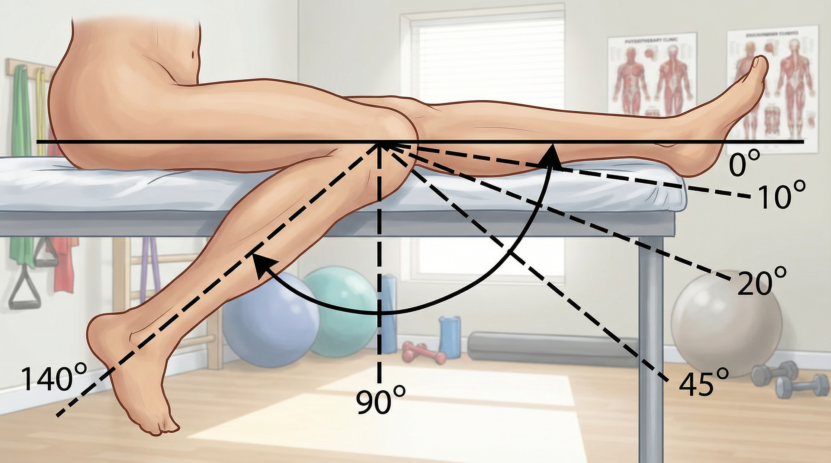 Gráfico de referencia: Grados de flexión de rodilla (0º a 140º)